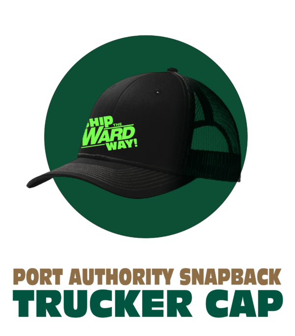 2024 Port Authority Snapback Trucker Cap With Lime Thread Ward Gear   C112 Blk 2024 600x685 