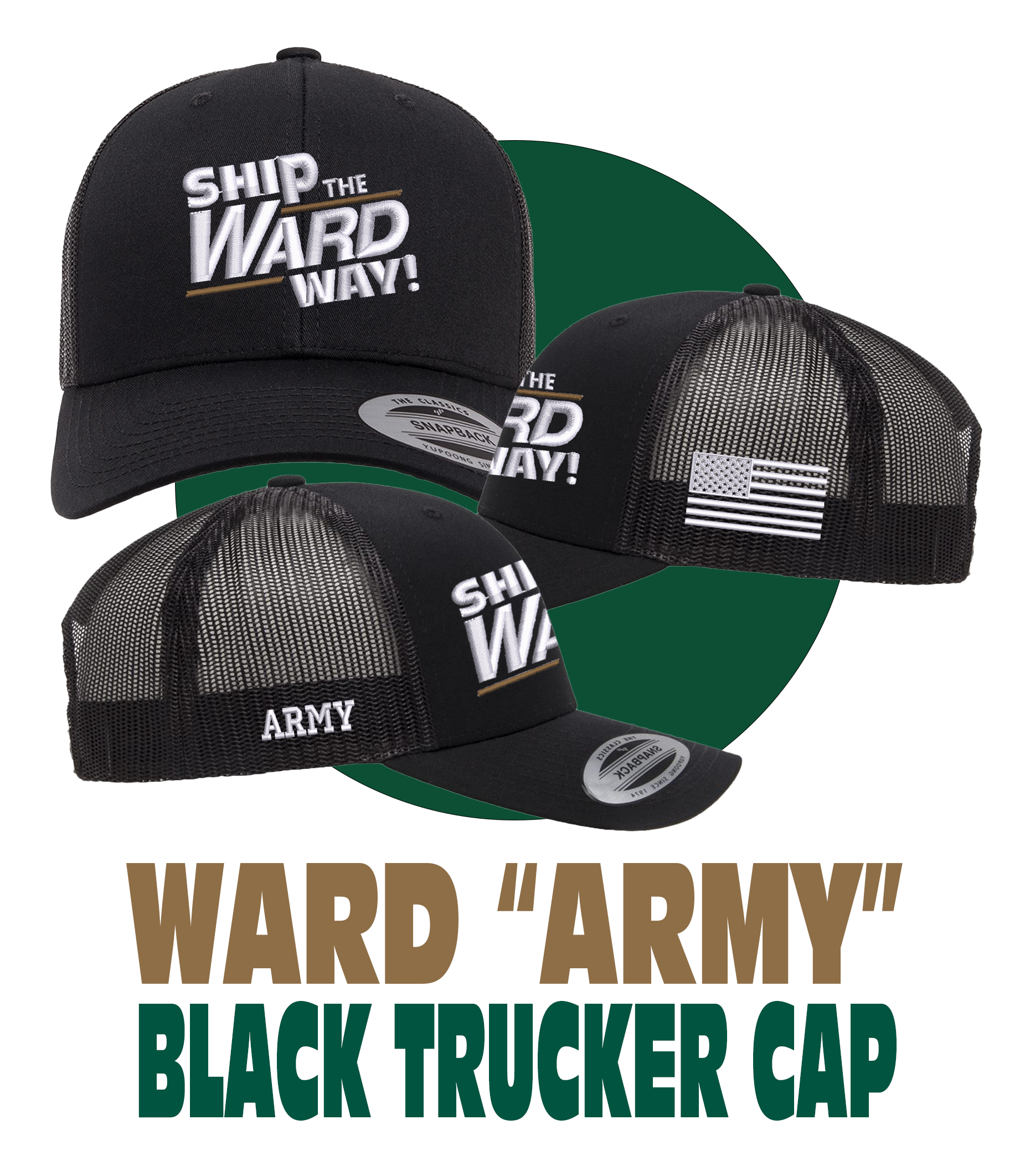 Ward Military Black Cap with White Thread – Ward Gear Powered by Ravine